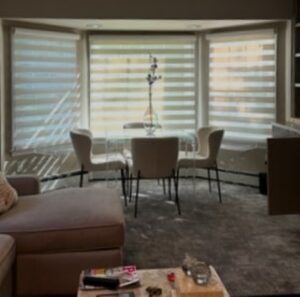 Dining Area with Zebra Blinds on Windows in Westchester County