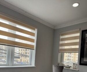 Living Room with Blinds on Windows in Westchester County