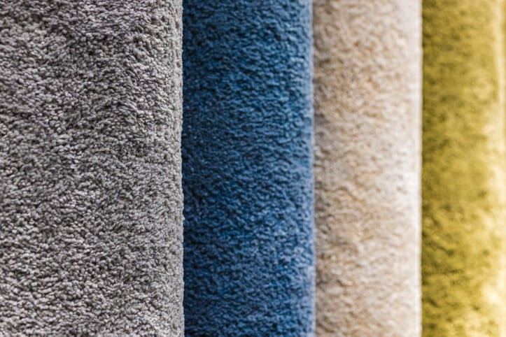 Different carpet pile textures and colors displayed side by side in Westchester County, NY